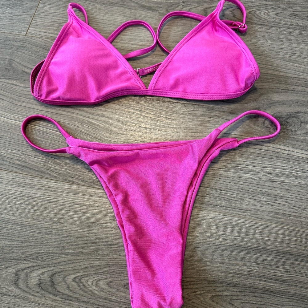 SHEIN Pink/Magenta Triangle Bikini Set